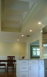 Long Island Dream Kitchen - Artistic Contracting - Dining Area, Architectural Millwork, and Coffered Ceiling